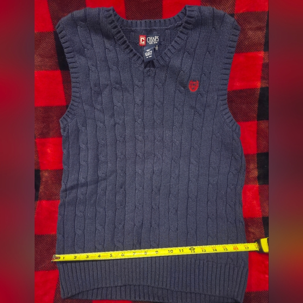 Chaps Dark Blue V-Neck Sweater Vest Sz. L 14/16